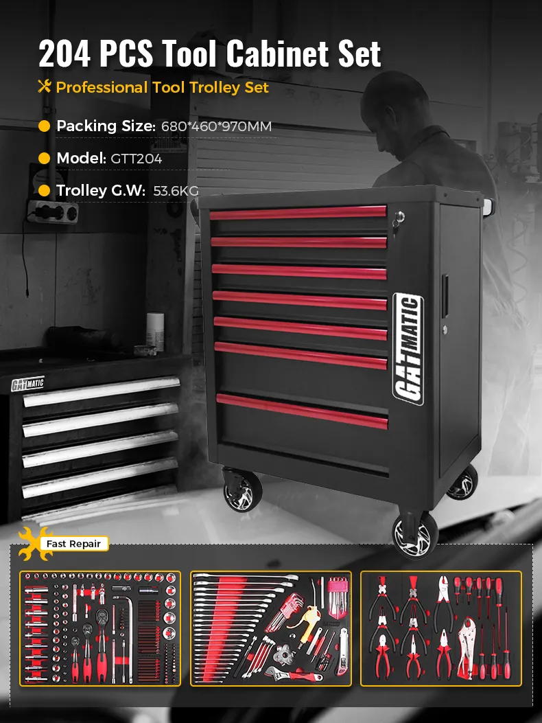 GTT204 Tool Trolley with 204Pcs Hand Tools Detail (1)